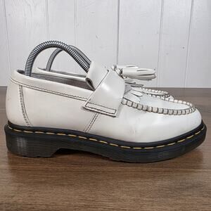 Dr Martens Adrian YS Tassel Shoes Size Mens 7 Womens 8 White Smooth Leather Doc